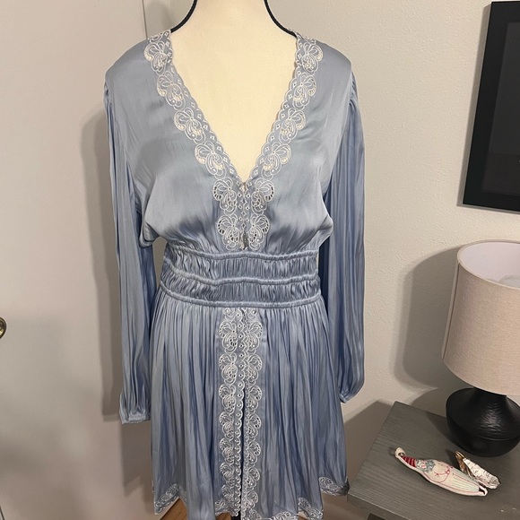 Maje Satin Blue Dress - Picture 3 of 4